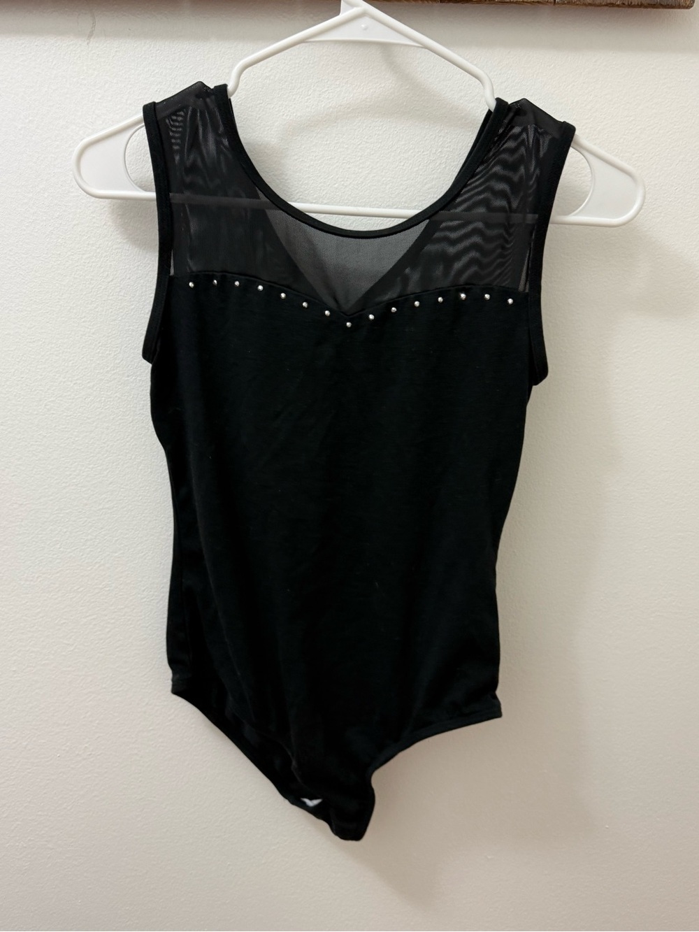 Cat & Jack XL 14-16. Black Mesh Panel Studded Leotard